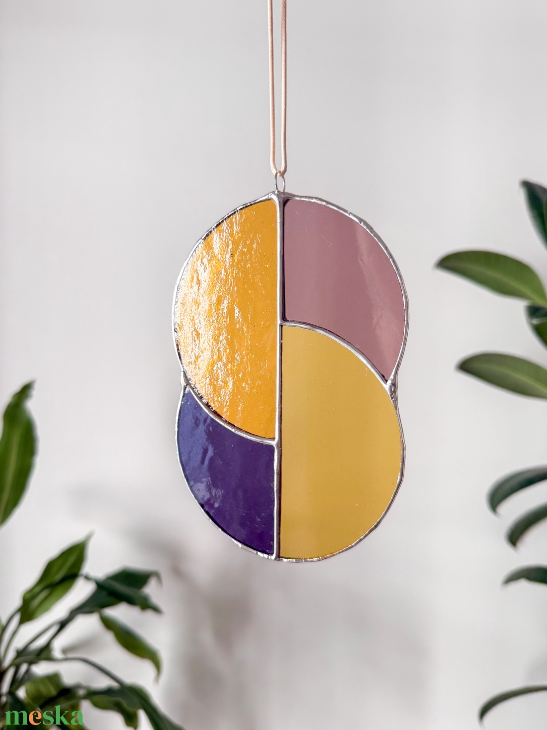 Üveg napfogó/ablakdísz geometrikus mintával - otthon & életmód - dekoráció - ajtó- és ablak dekoráció - ablakdísz - Meska.hu