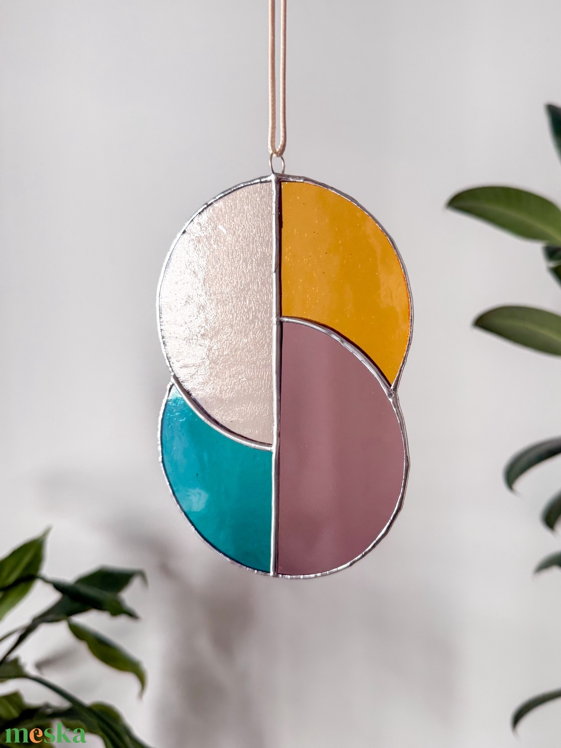 Üveg napfogó/ablakdísz geometrikus mintával - otthon & életmód - dekoráció - ajtó- és ablak dekoráció - ablakdísz - Meska.hu