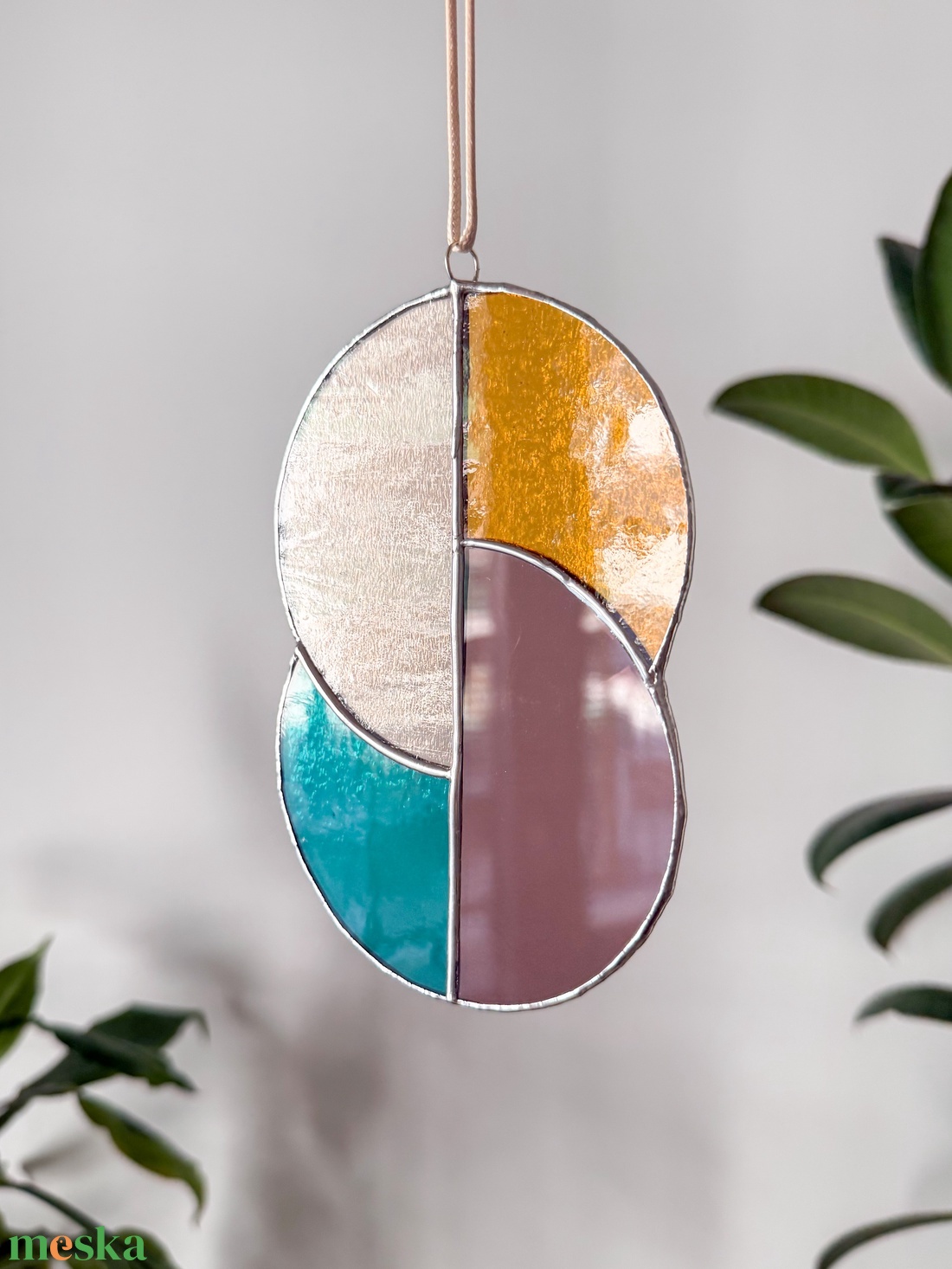 Üveg napfogó/ablakdísz geometrikus mintával - otthon & életmód - dekoráció - ajtó- és ablak dekoráció - ablakdísz - Meska.hu