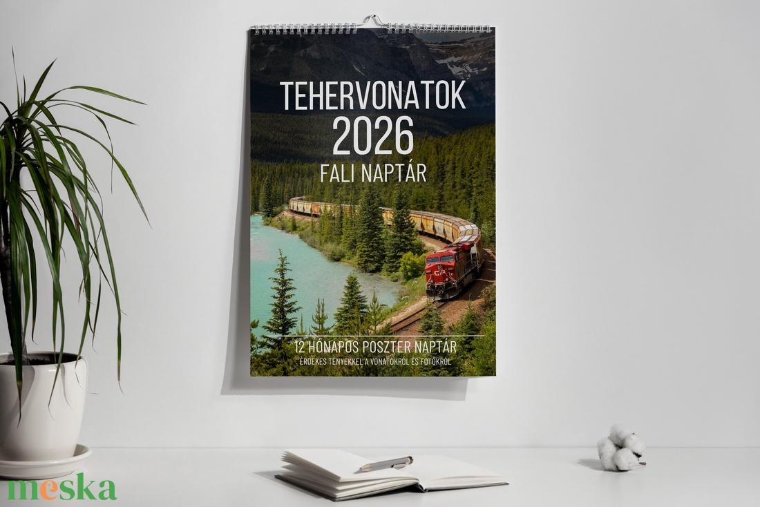 2026 Falinaptár - 12 hónapos falinaptár lenyűgöző vonatos fotókkal, naptár ajándék vonatkedvelőknek, trainspottereknek - otthon & életmód - dekoráció - fali és függő dekoráció - falinaptár & öröknaptár - Meska.hu