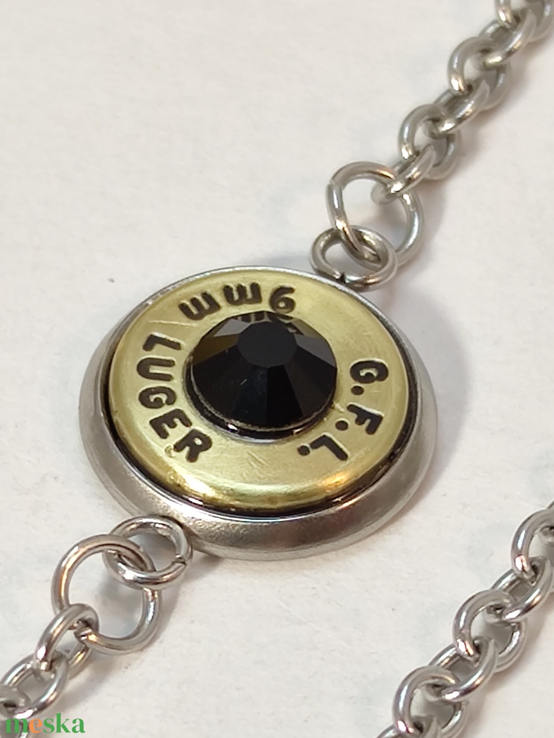 9mm Luger Töltény karlánc, 1-Lövetű - ékszer - karkötő - karkötő medállal - Meska.hu 9mm Luger Töltény karlánc, 1-Lövetű - ékszer - karkötő - karkötő medállal - Meska.hu