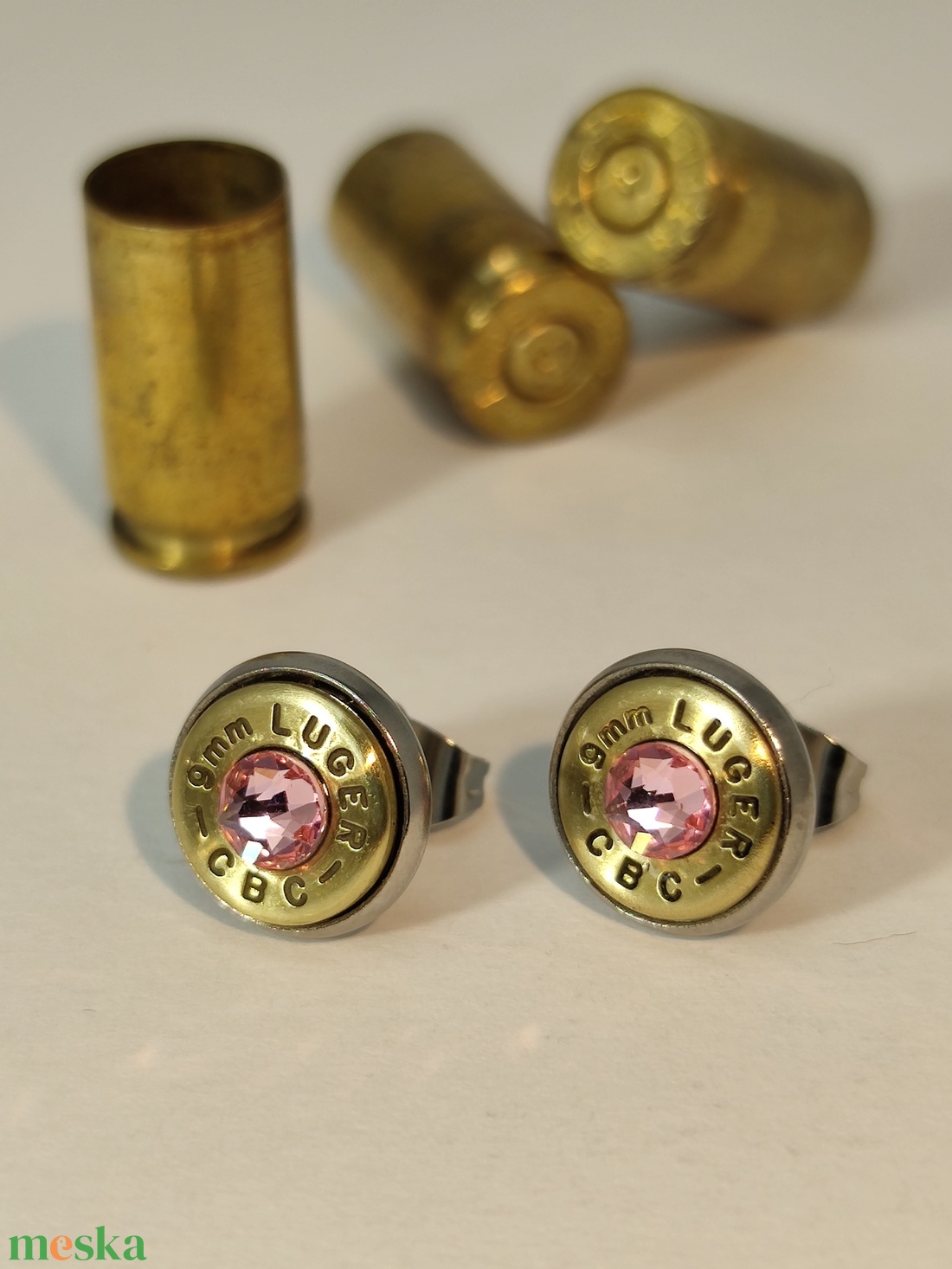 9mm Luger , Töltény fülbevaló - ékszer - fülbevaló - fülékszer - Meska.hu