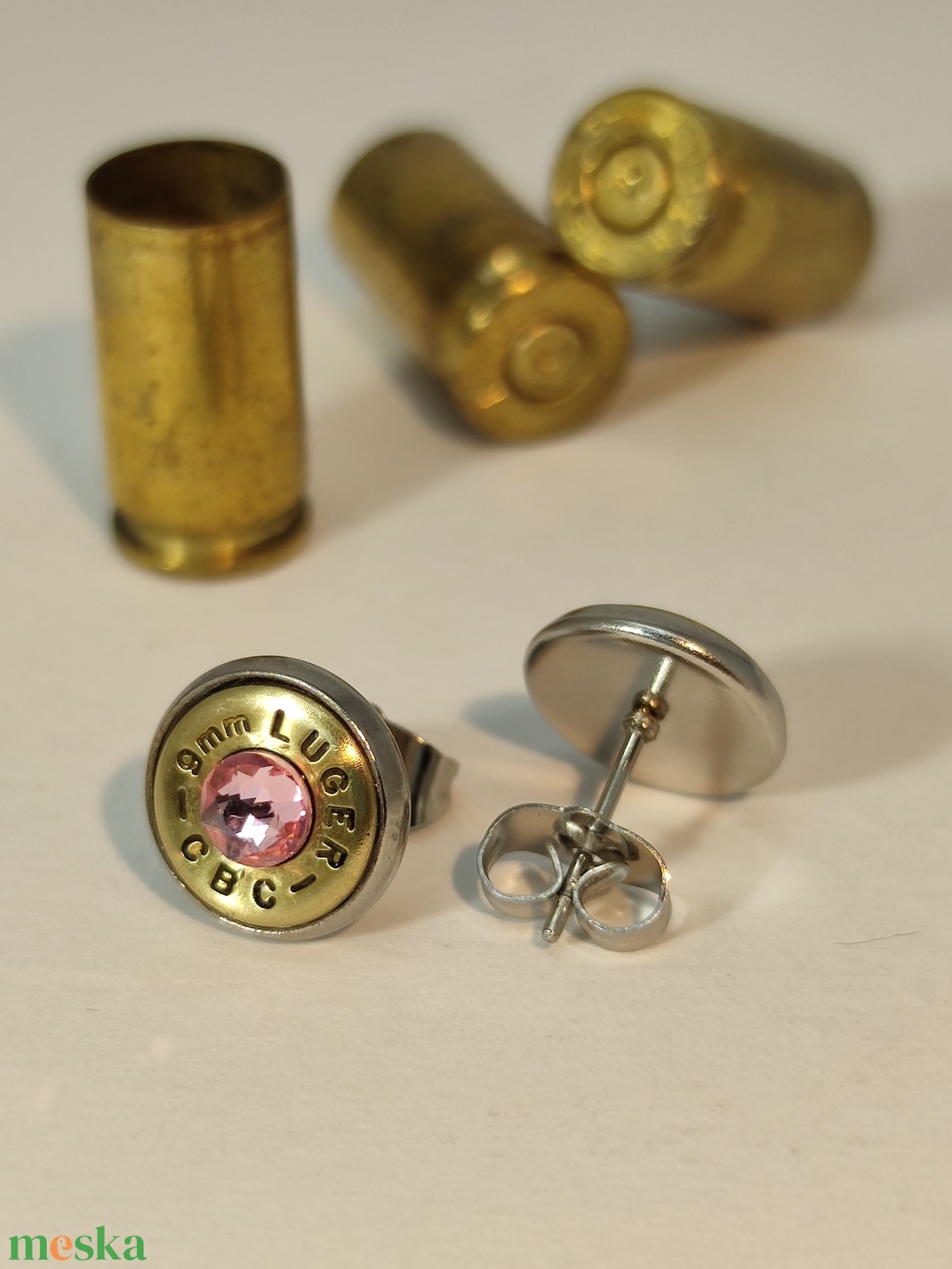 9mm Luger , Töltény fülbevaló - ékszer - fülbevaló - fülékszer - Meska.hu