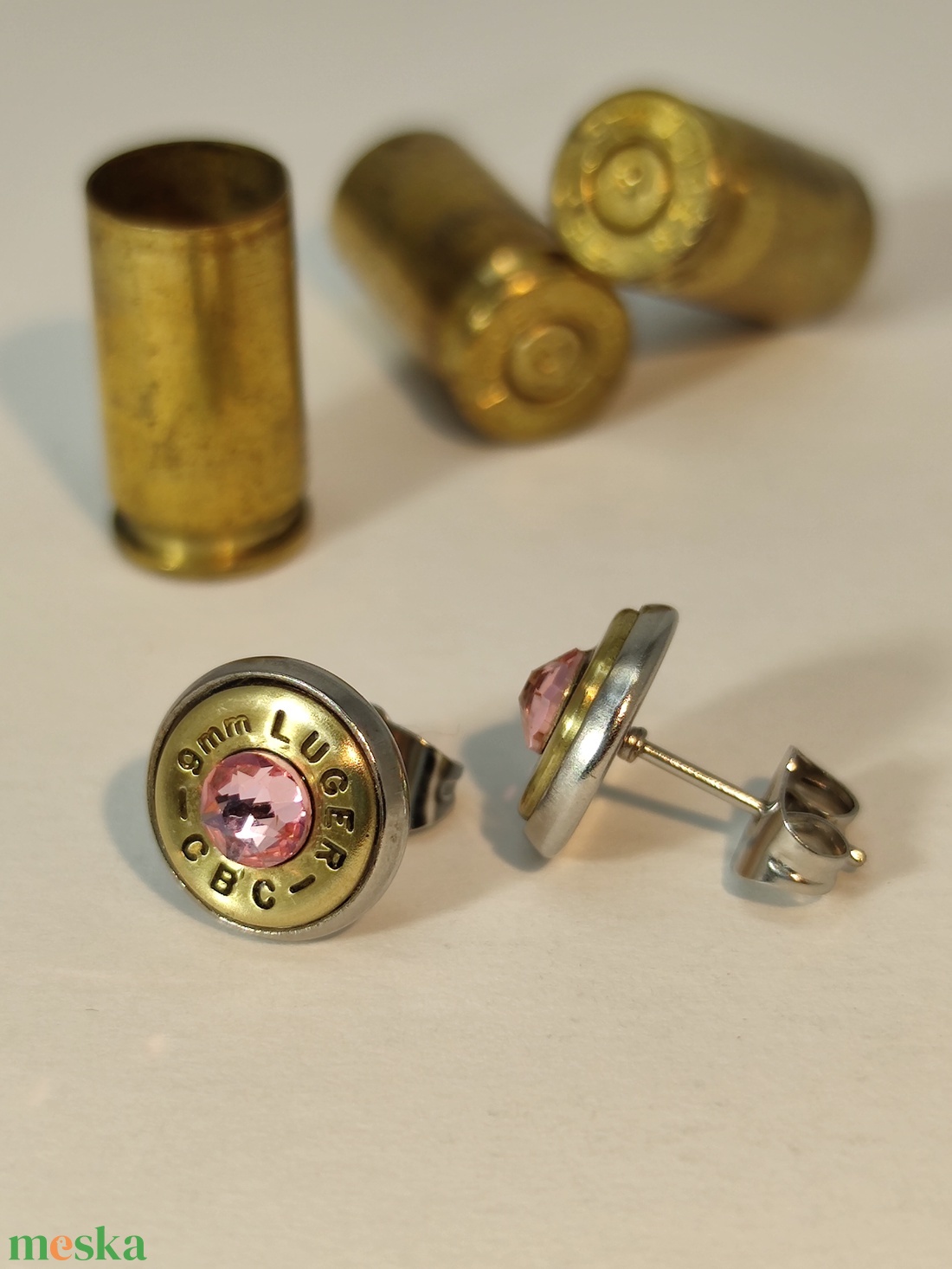 9mm Luger , Töltény fülbevaló - ékszer - fülbevaló - fülékszer - Meska.hu