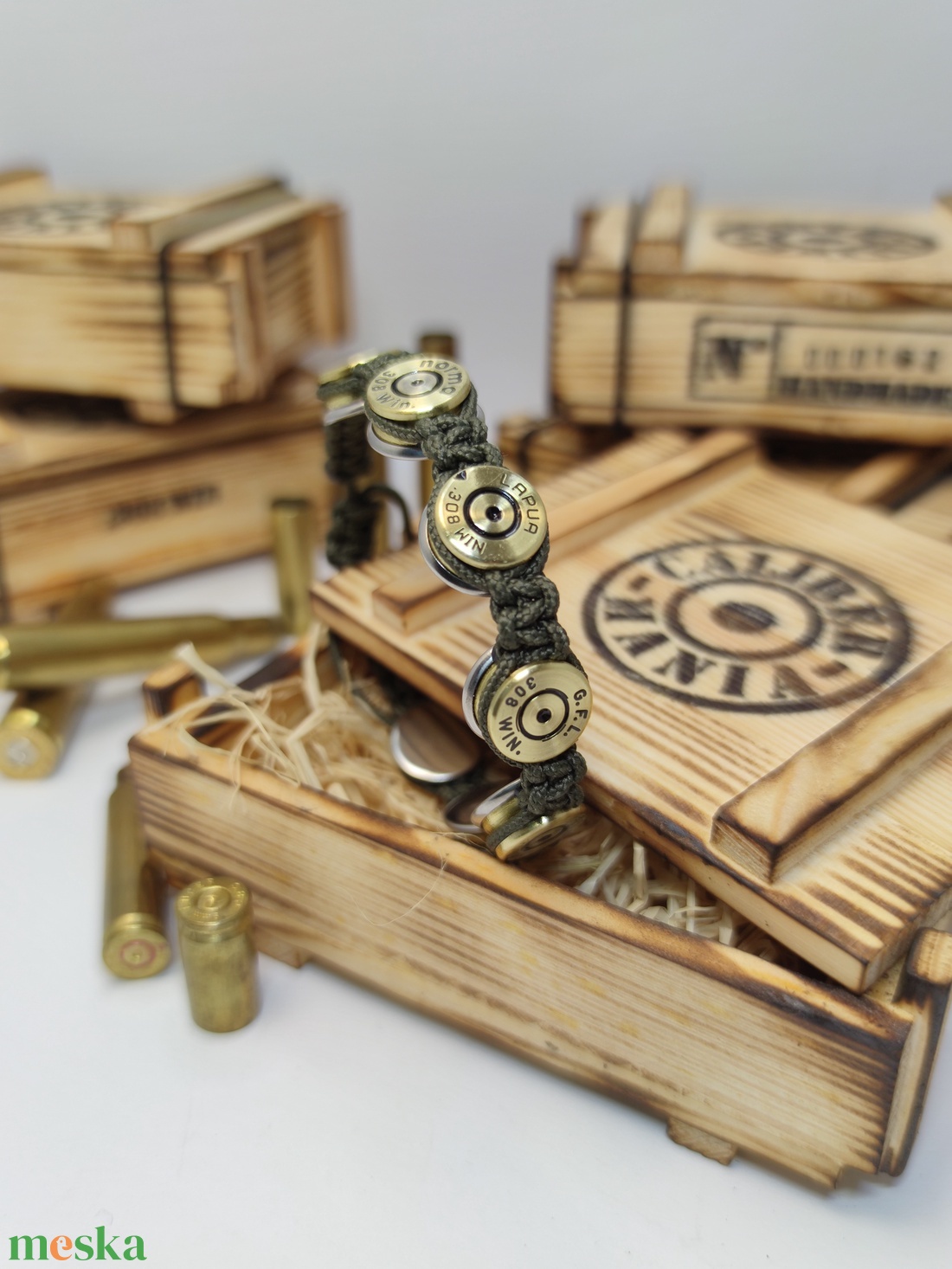 .308 Win , 7-Lövetű Férfi Vadász karkötő lőszeresládában. - ékszer - karkötő - fonott karkötő - Meska.hu .308 Win , 7-Lövetű Férfi Vadász karkötő lőszeresládában. - ékszer - karkötő - fonott karkötő - Meska.hu