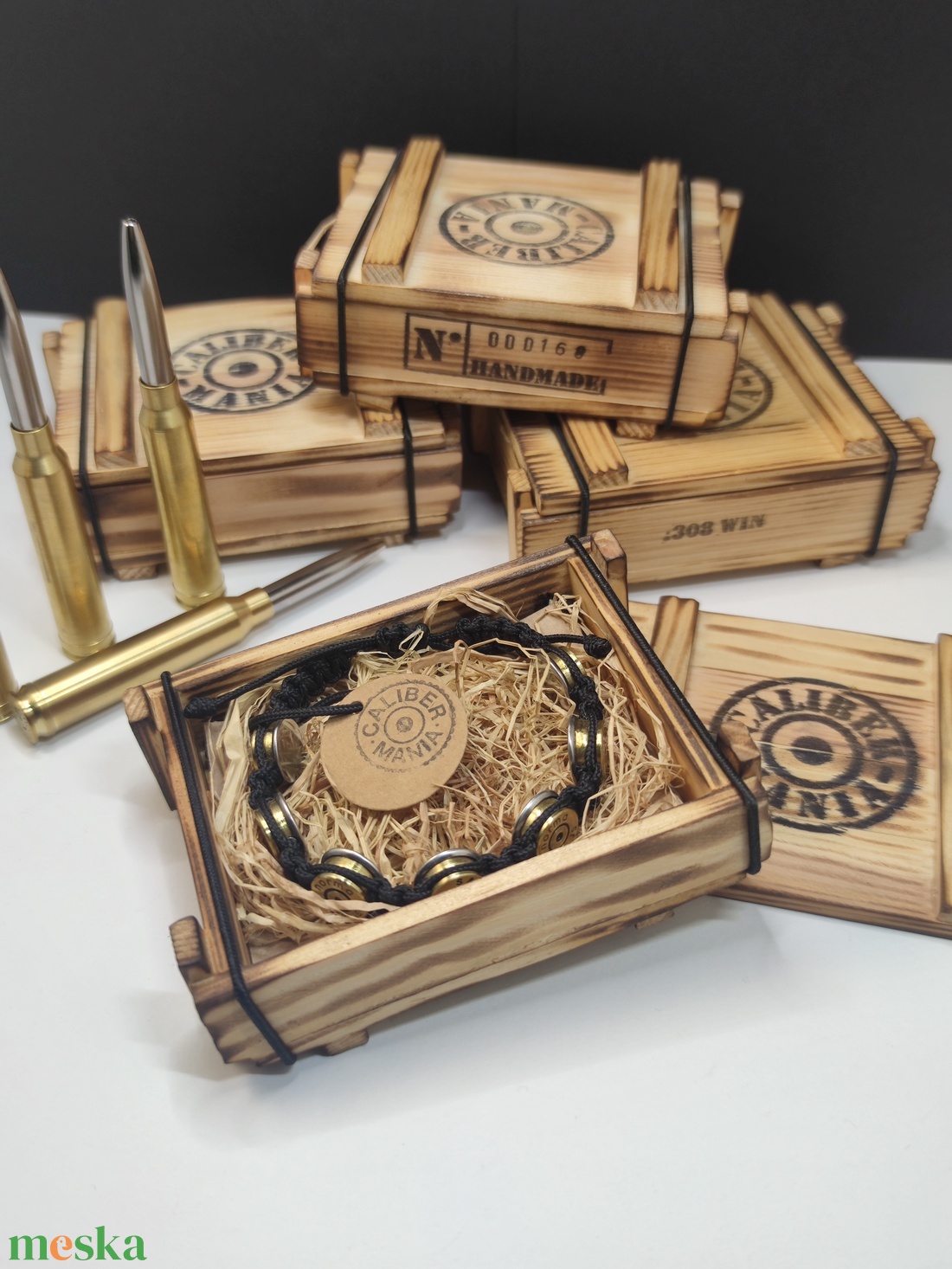 .308 Win , 7-Lövetű paracord, Vadászékszer lőszeresládában. - ékszer - karkötő - fonott karkötő - Meska.hu