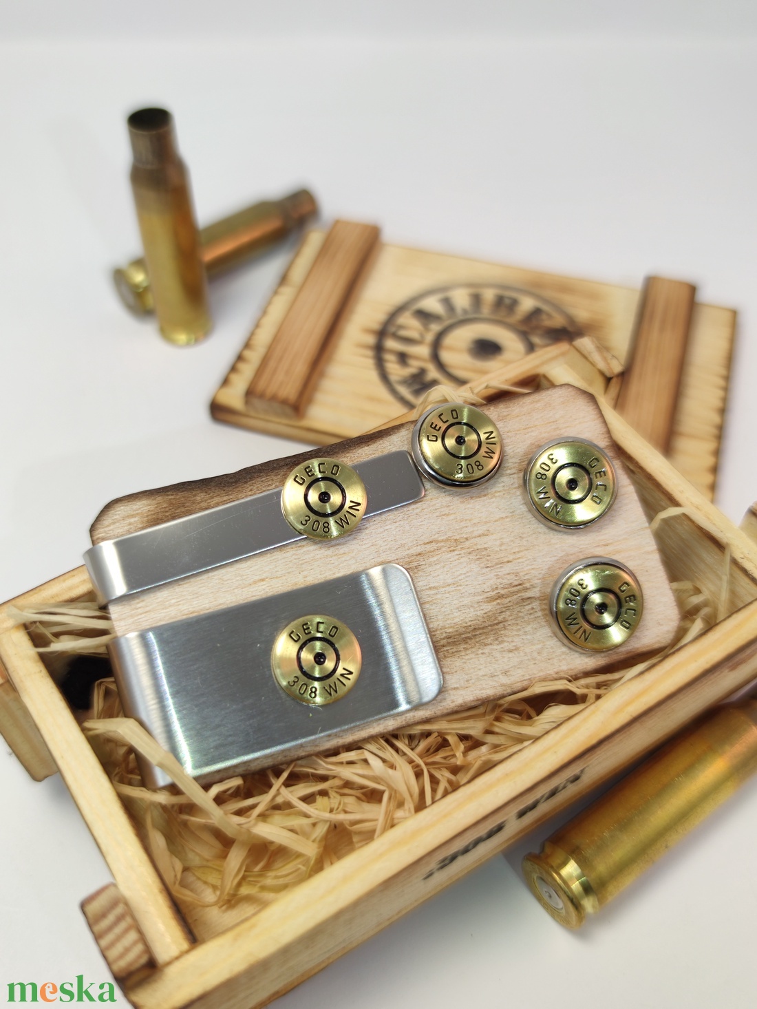 .308 Win Töltény Férfi szett, ládában. Vadász ékszer - ékszer - mandzsettagomb - Meska.hu