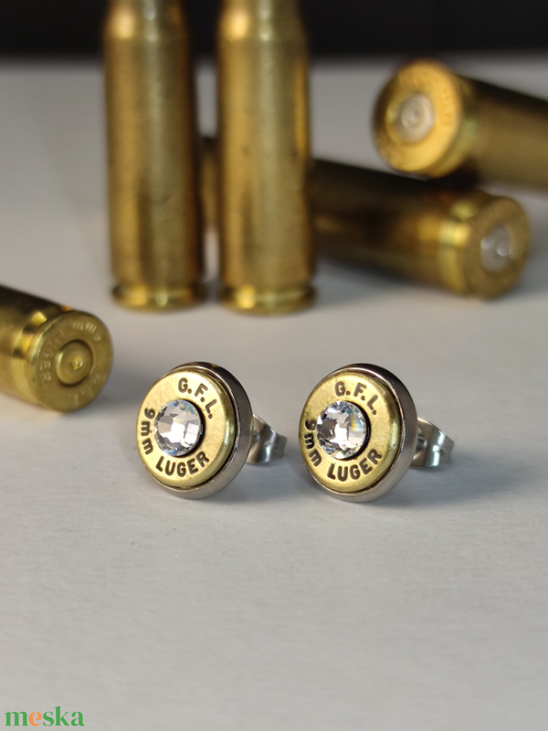 9 mm Luger Töltény fülbevaló - ékszer - fülbevaló - pötty fülbevaló - Meska.hu 9 mm Luger Töltény fülbevaló - ékszer - fülbevaló - pötty fülbevaló - Meska.hu