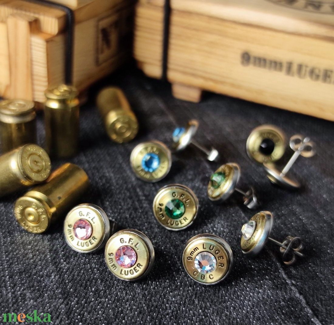 9 mm Luger Töltény fülbevaló - ékszer - fülbevaló - pötty fülbevaló - Meska.hu 9 mm Luger Töltény fülbevaló - ékszer - fülbevaló - pötty fülbevaló - Meska.hu