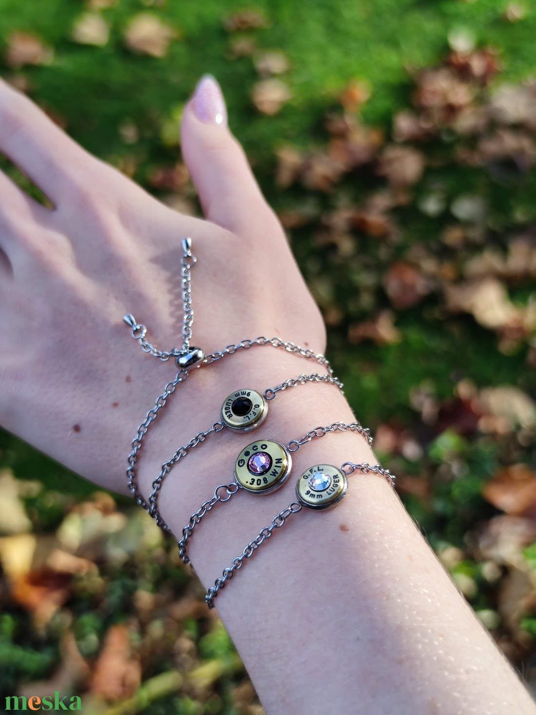 Töltény karlánc, 1-Lövetű vadász ékszer - ékszer - karkötő - karkötő medállal - Meska.hu