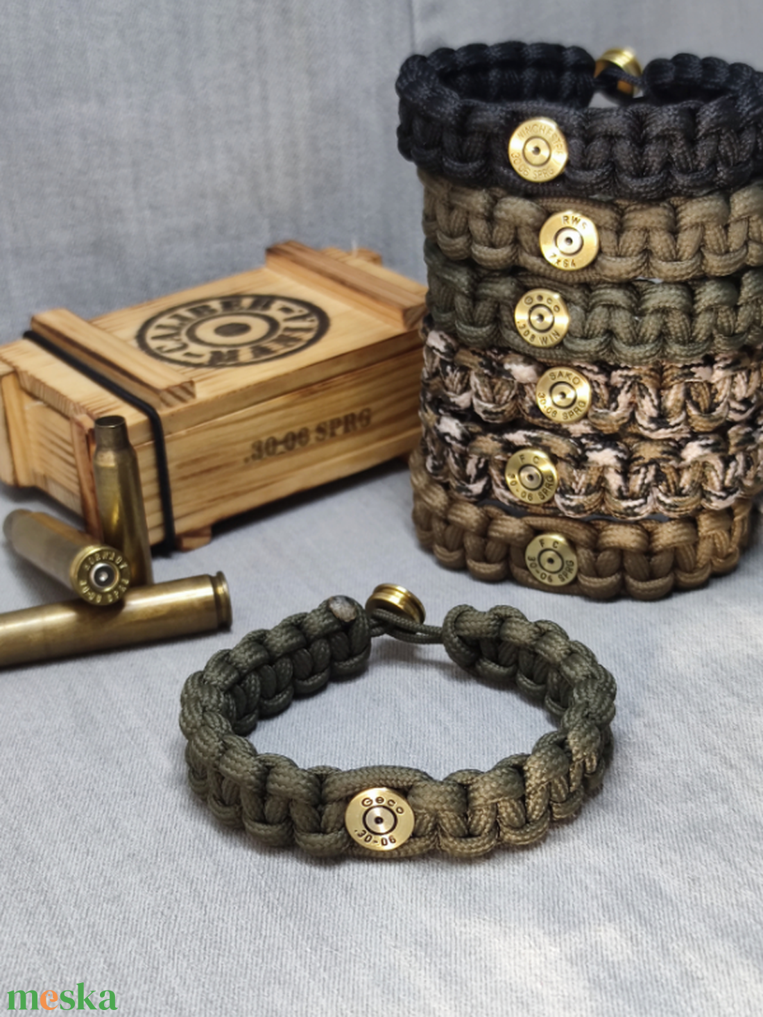 2-Lövetű Töltény paracord karkötő , Vadász ékszer   - ékszer - karkötő - fonott karkötő - Meska.hu