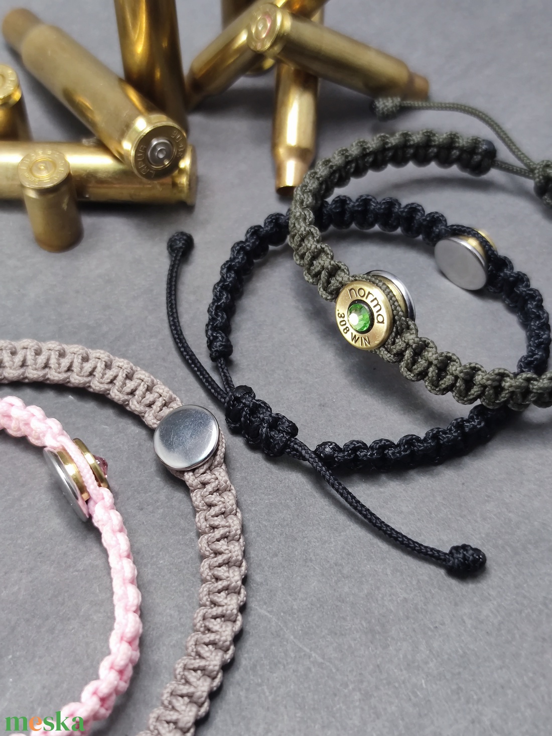 Női Töltény microcord, 1-lövetű karkötő - ékszer - fülbevaló - pötty fülbevaló - Meska.hu