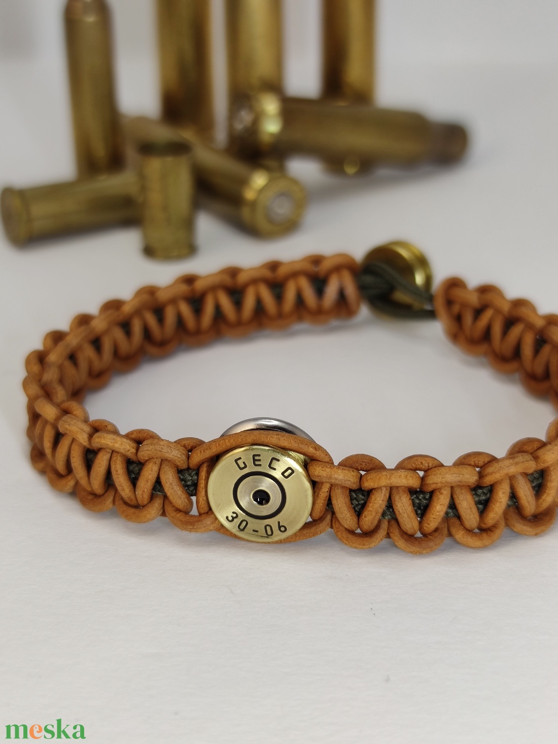 2-Lövetű Töltény Bőr karkötő , Vadász ékszer   - ékszer - karkötő - fonott karkötő - Meska.hu