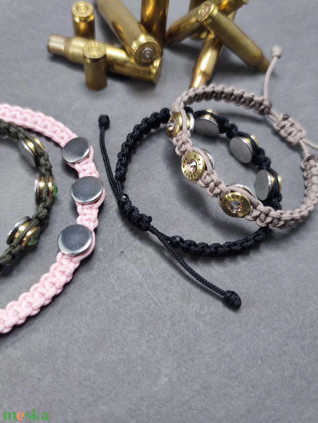 Női Töltény karkötő, 3-Lövetű microcord - ékszer - karkötő - fonott karkötő - Meska.hu