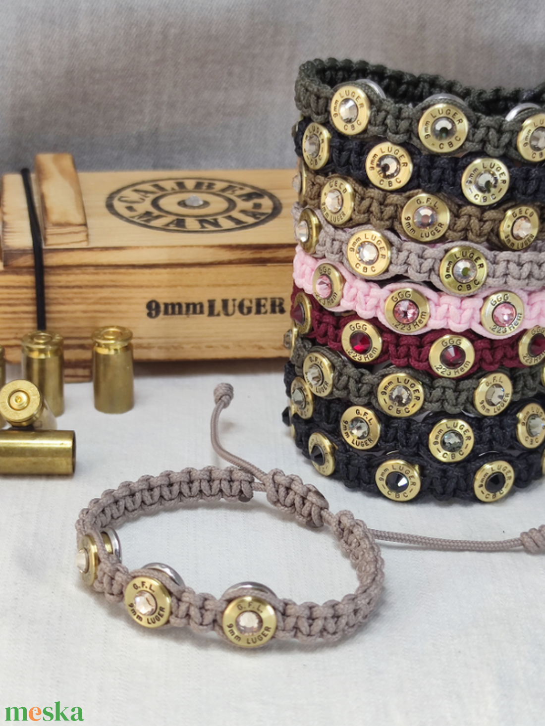 Női Töltény karkötő, 3-Lövetű microcord - ékszer - karkötő - fonott karkötő - Meska.hu