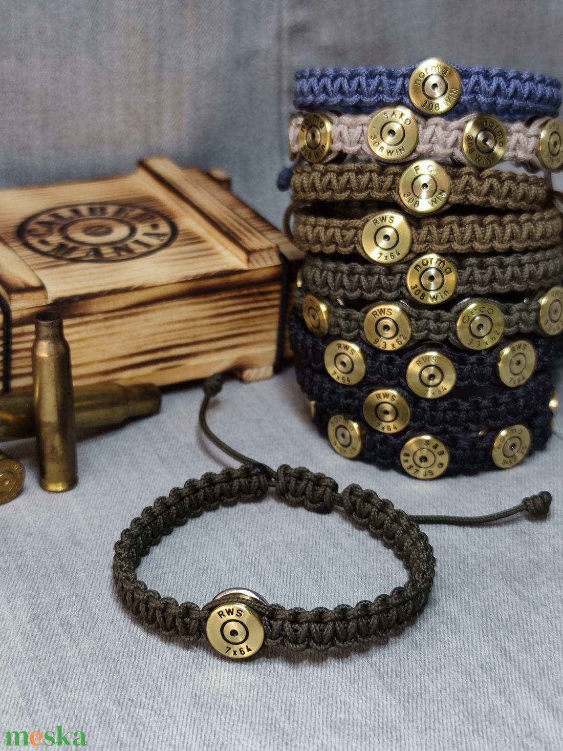 Töltény paracord karkötő, 1-Lövetű Férfi - ékszer - karkötő - fonott karkötő - Meska.hu