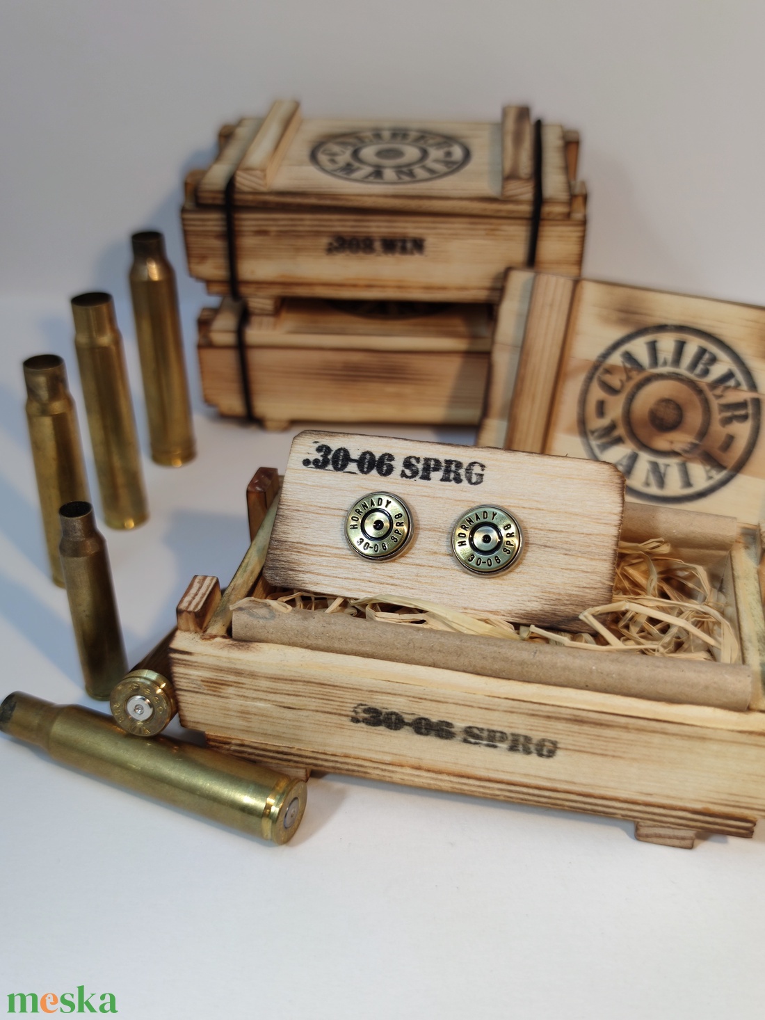 Töltény mandzsetta gomb lőszeresládában - ékszer - mandzsettagomb - Meska.hu