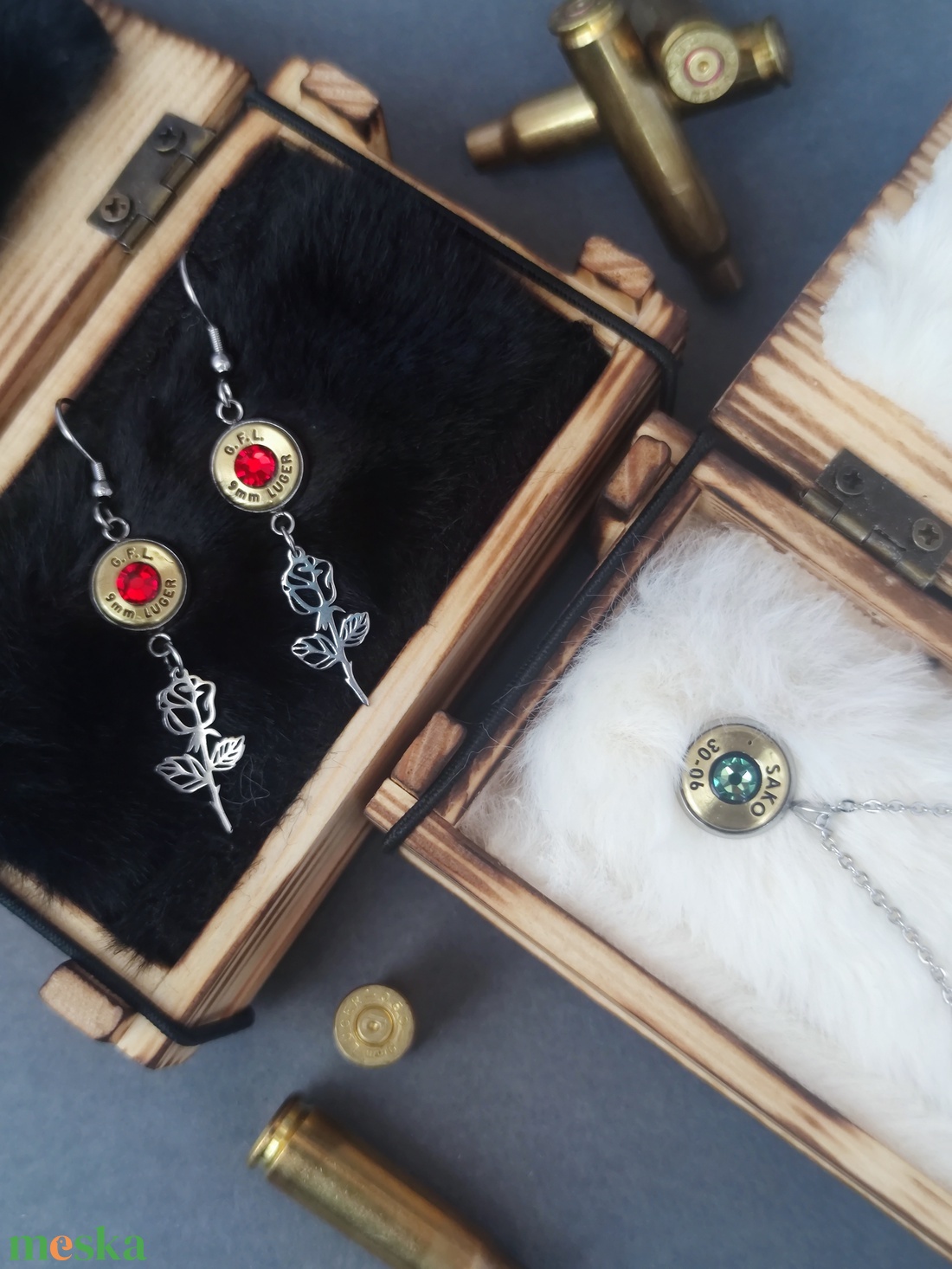 Mini lőszeresláda fából,  Női ékszertartó S méret - ékszer - ékszertartó - ékszerdoboz - Meska.hu