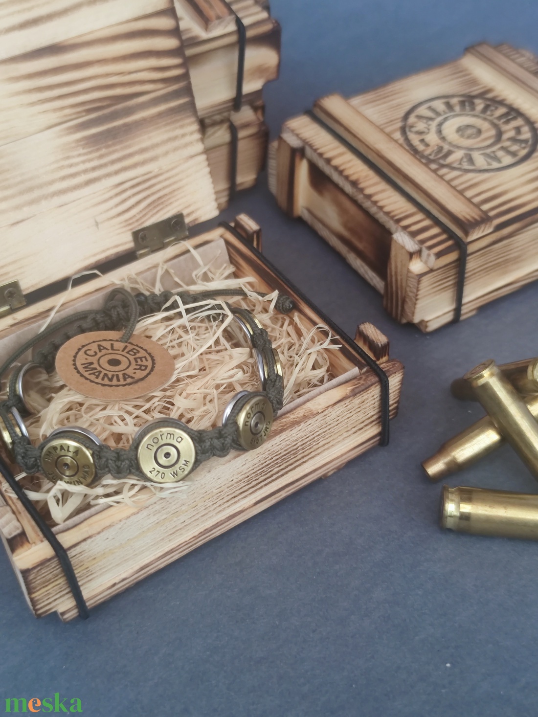 .308 Win , 7-Lövetű Férfi Vadász karkötő lőszeresládában. - ékszer - karkötő - fonott karkötő - Meska.hu