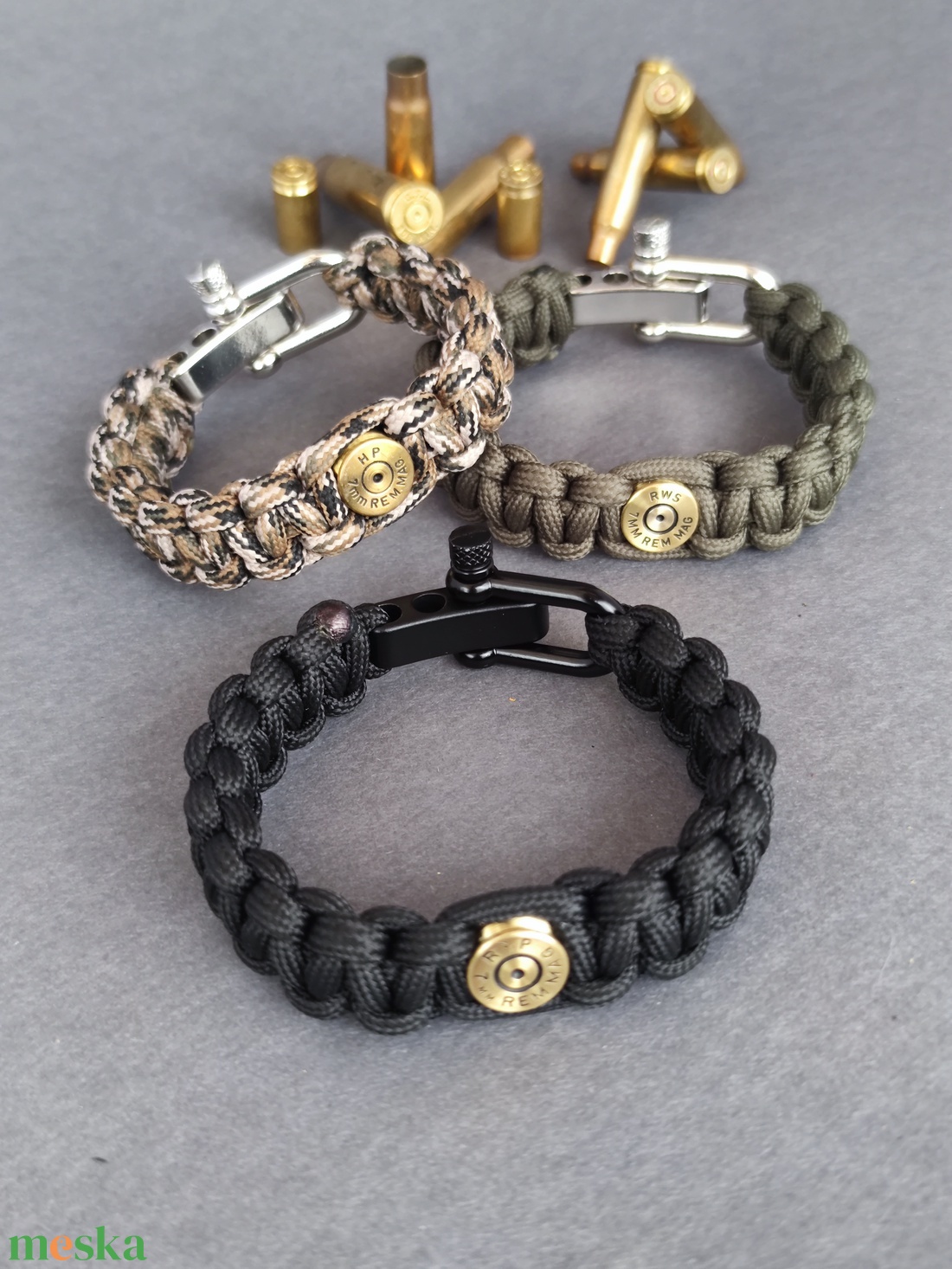  Töltény paracord karkötő, 1-lövetű MAX Vadászékszer - ékszer - karkötő - fonott karkötő - Meska.hu