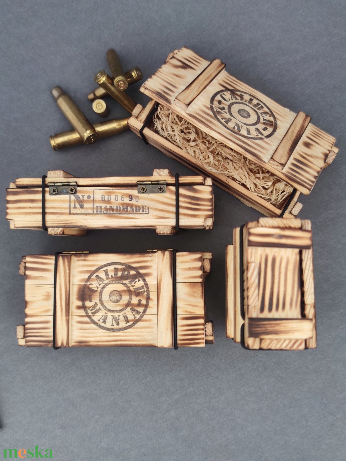 Mini lőszeresláda fából,  L méret, díszdoboz - ékszer - ékszertartó - ékszerdoboz - Meska.hu