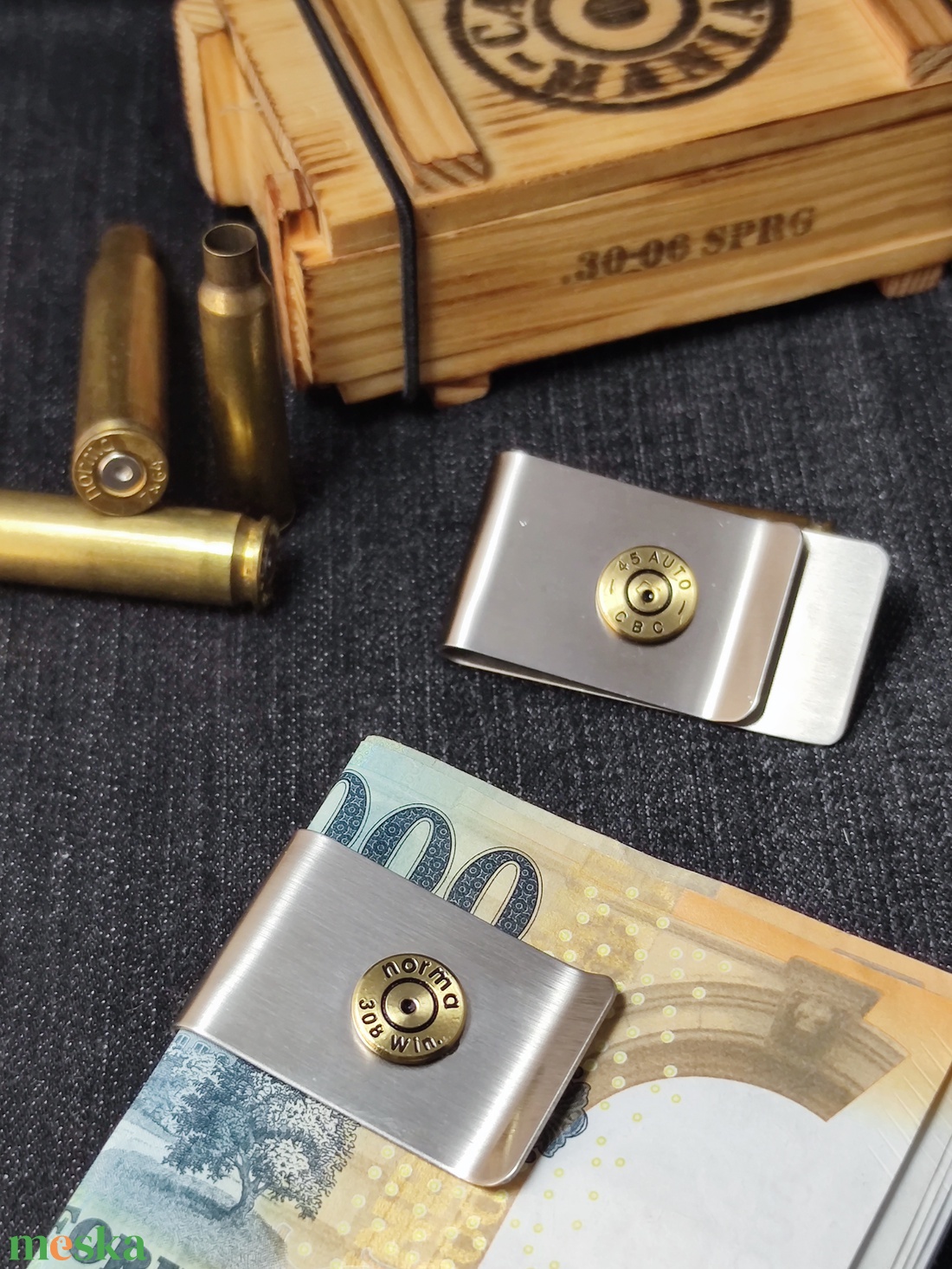 Töltény pénzcsipesz,  lőszeresládában, Vadász Ajándék - táska & tok - pénztárca & más tok - pénztárca - férfi pénztárca - Meska.hu