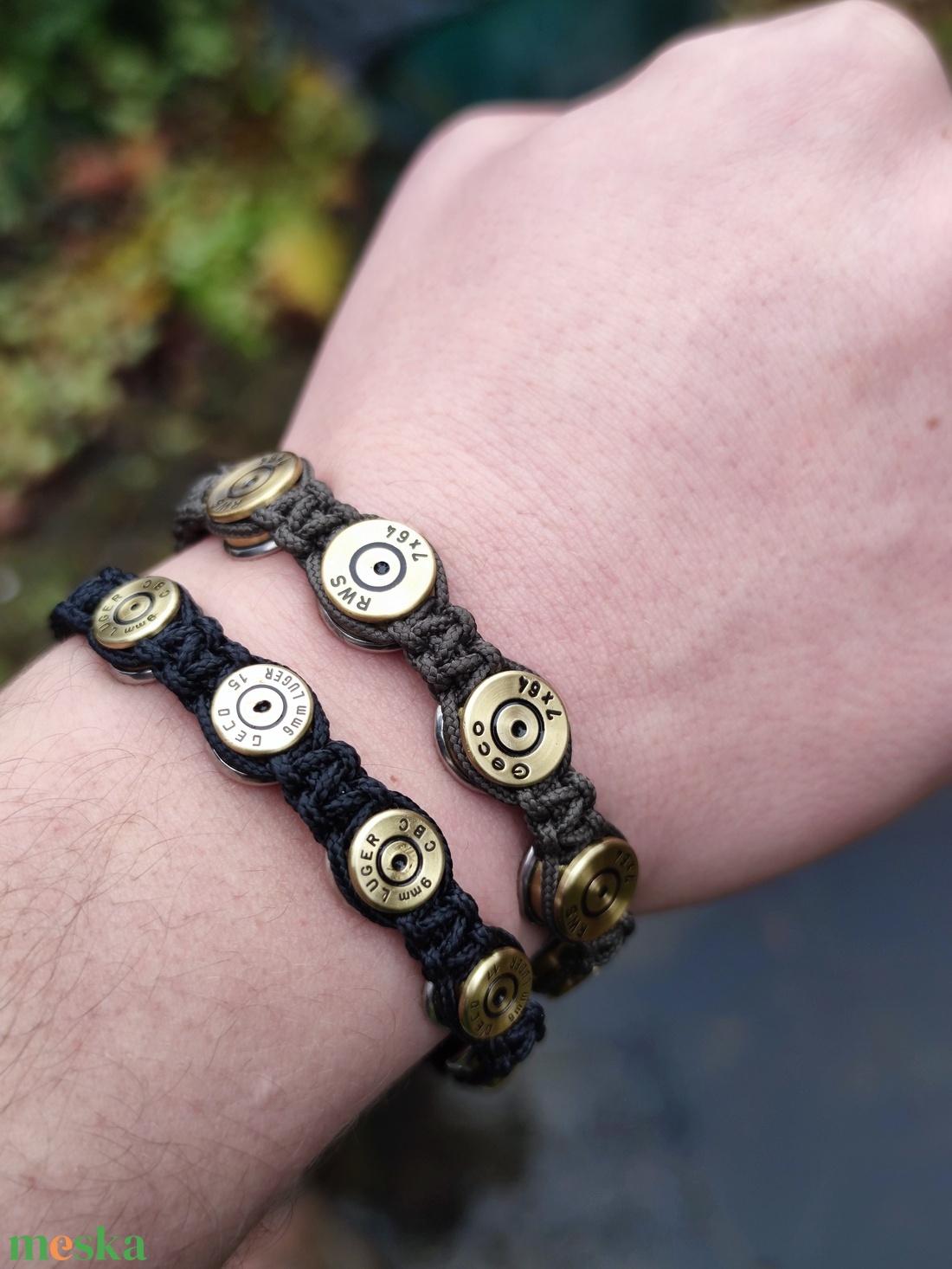 Töltény paracord karkötő, 7- lövetű Vadász ajándék - ékszer - karkötő - fonott karkötő - Meska.hu