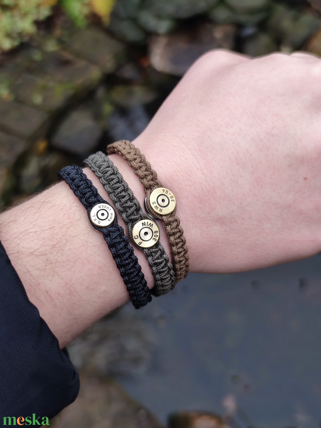 Töltény paracord karkötő, 1-Lövetű Férfi - ékszer - karkötő - fonott karkötő - Meska.hu