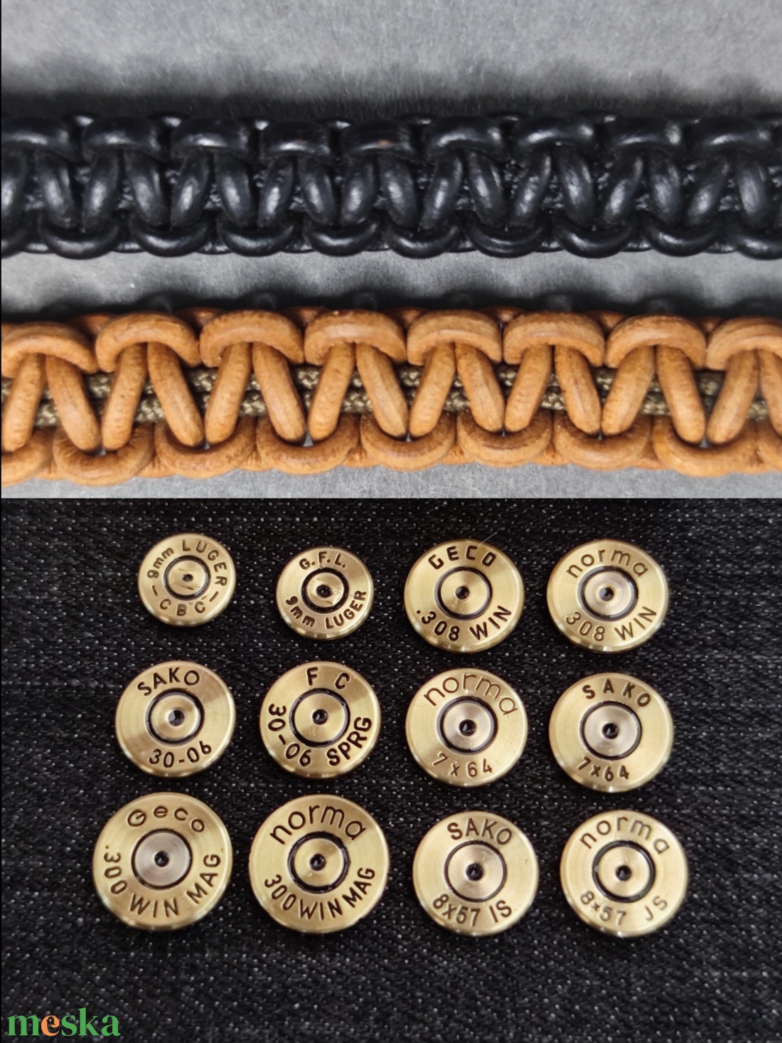 2-Lövetű Töltény Bőr karkötő , Vadász ékszer   - ékszer - karkötő - fonott karkötő - Meska.hu