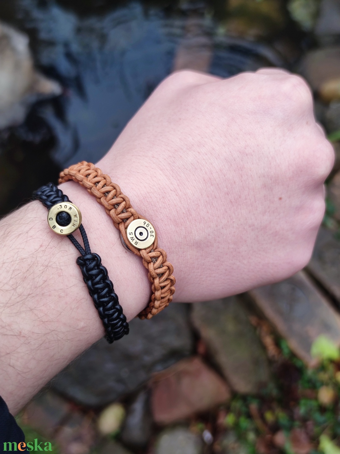 2-Lövetű Töltény Bőr karkötő , Vadász ékszer   - ékszer - karkötő - fonott karkötő - Meska.hu