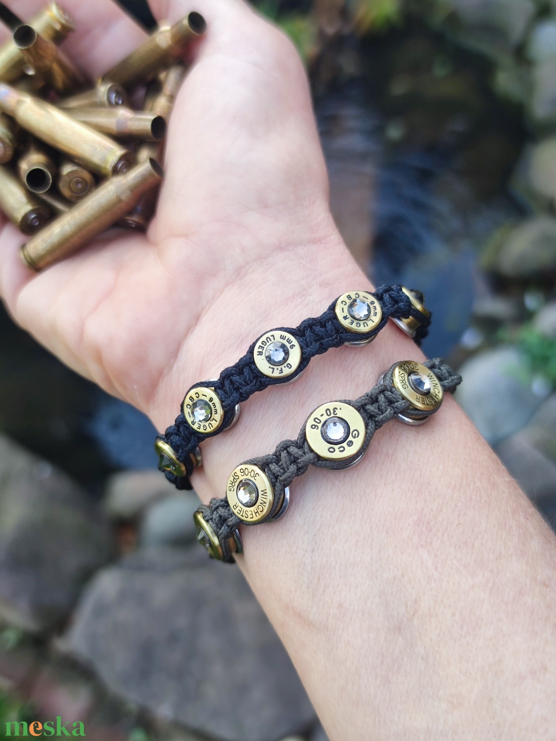 Női Töltény karkötő, 5-Lövetű microcord - ékszer - karkötő - fonott karkötő - Meska.hu