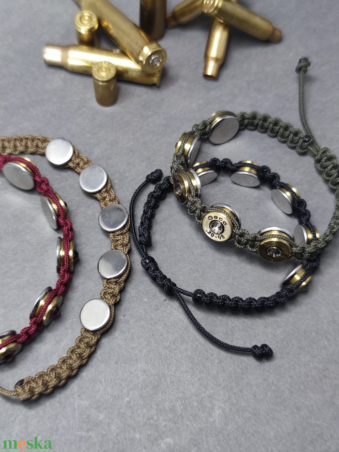 Női Töltény karkötő, 5-Lövetű microcord - ékszer - karkötő - fonott karkötő - Meska.hu