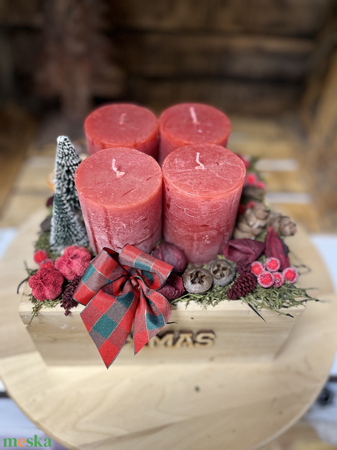 Adventi dîsz-piros  - karácsony - adventi díszek - adventi ablakdekoráció - Meska.hu