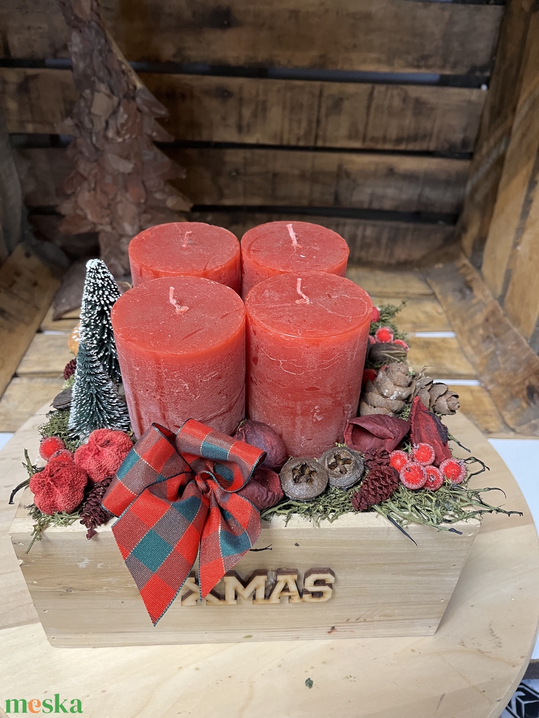 Adventi dîsz-piros  - karácsony - adventi díszek - adventi ablakdekoráció - Meska.hu