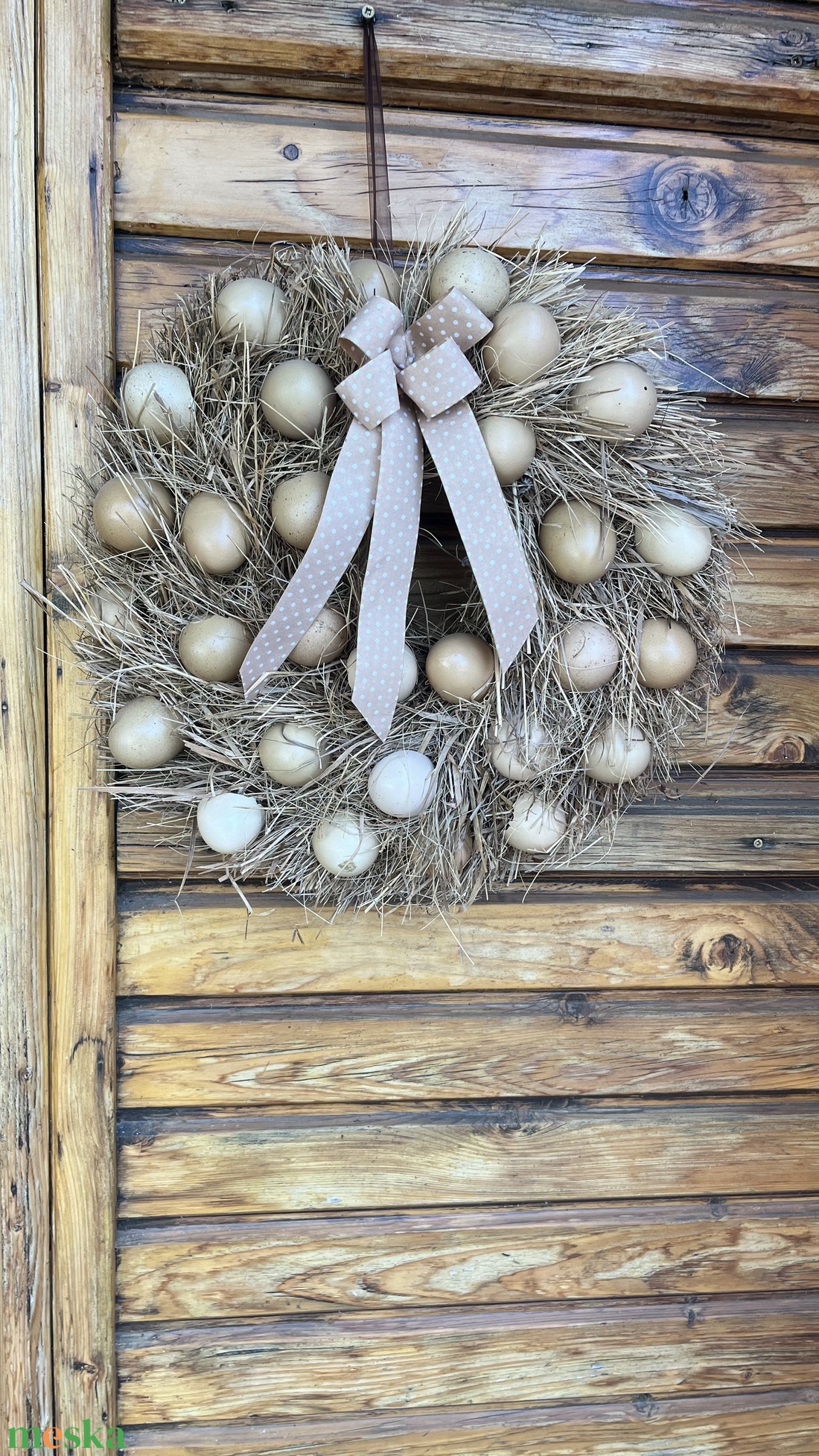 Tavaszi, nyári ajtódísz, kopogtató tojáshéjjal - otthon & életmód - dekoráció - ajtó- és ablak dekoráció - ajtótábla - Meska.hu