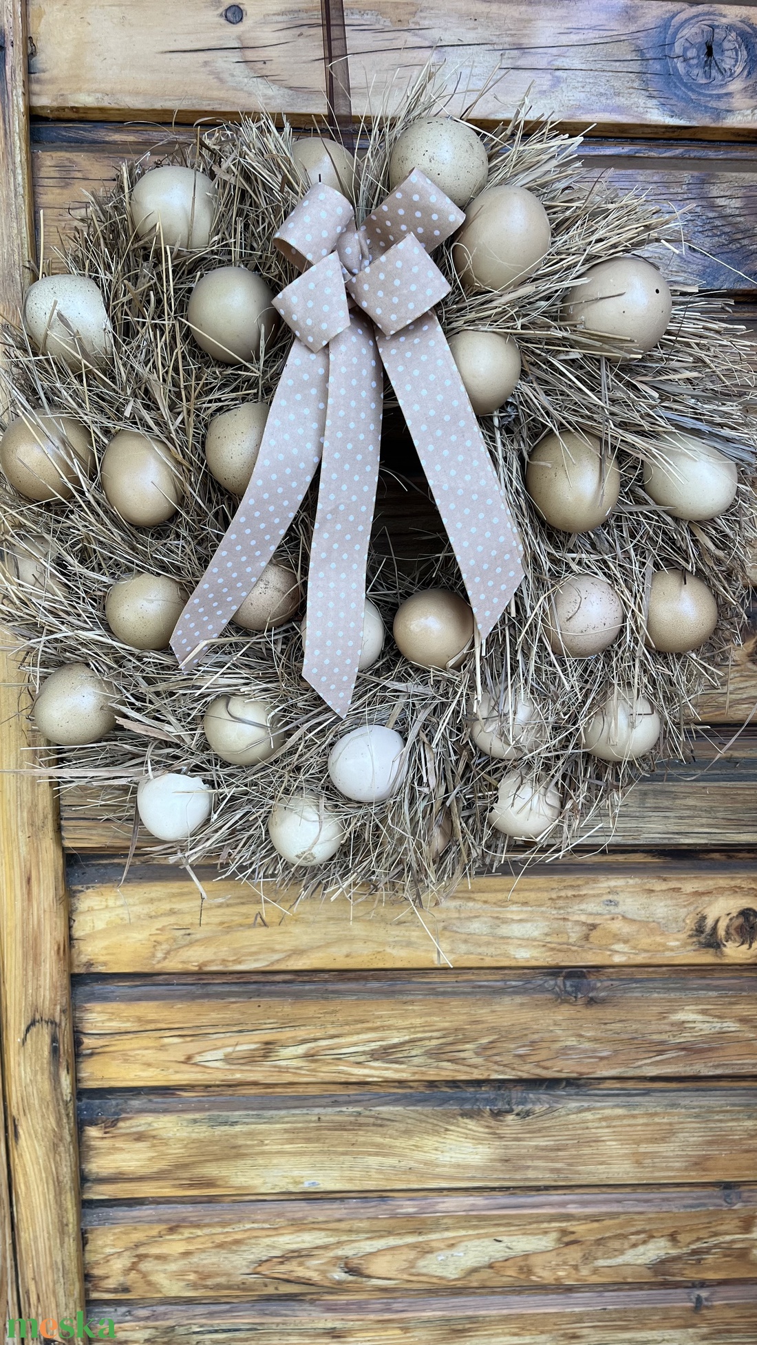 Tavaszi, nyári ajtódísz, kopogtató tojáshéjjal - otthon & életmód - dekoráció - ajtó- és ablak dekoráció - ajtótábla - Meska.hu