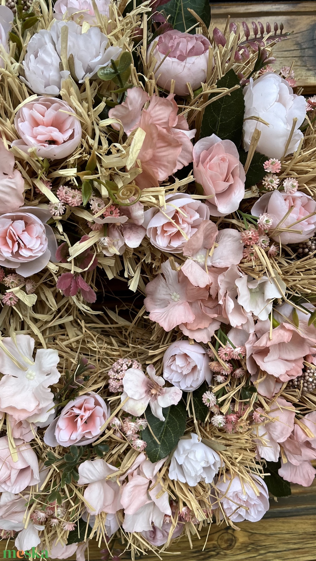 Pasztell rózsaszín nyári ajtódísz, kopogtató , koszorú  - otthon & életmód - dekoráció - ajtó- és ablak dekoráció - ajtódísz & kopogtató - Meska.hu