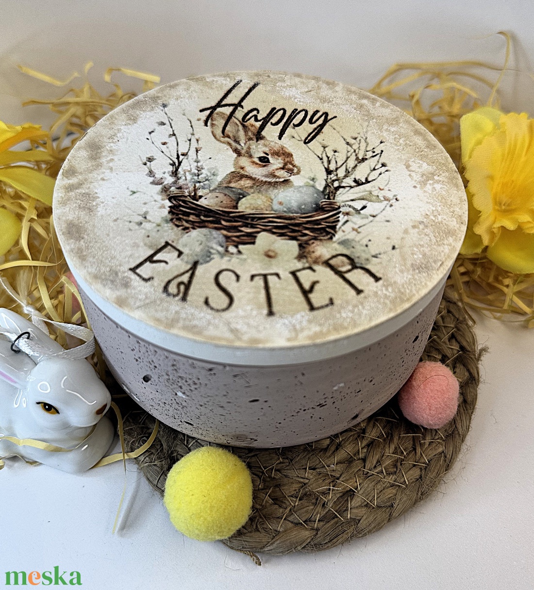 CandlAir Happy Easter kerámiatégelyes szójaviasz illatgyertya - otthon & életmód - gyertya, illat, aroma - gyertya - Meska.hu