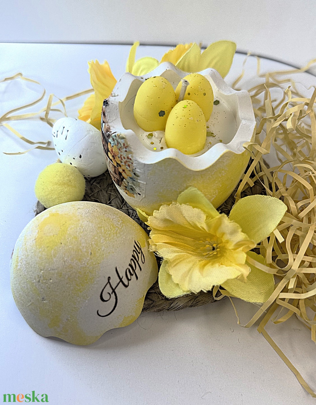 CandlAir Happy Easter Yellow kerámiatégelyes szójaviasz illatgyertya - otthon & életmód - gyertya, illat, aroma - gyertya - Meska.hu