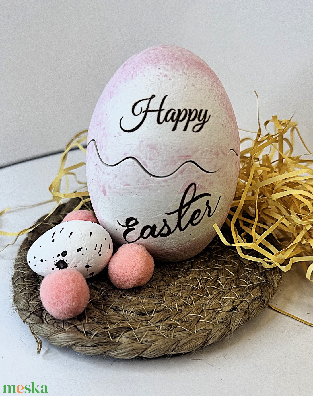 CandlAir Happy Easter Pink kerámiatégelyes szójaviasz illatgyertya - otthon & életmód - gyertya, illat, aroma - gyertya - Meska.hu