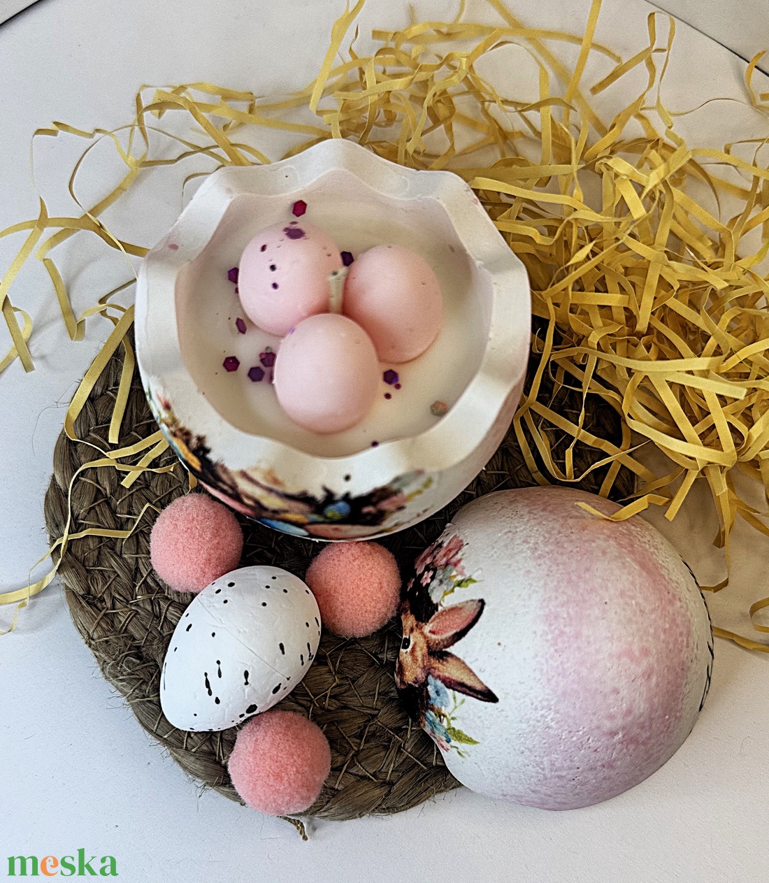 CandlAir Happy Easter Pink kerámiatégelyes szójaviasz illatgyertya - otthon & életmód - gyertya, illat, aroma - gyertya - Meska.hu