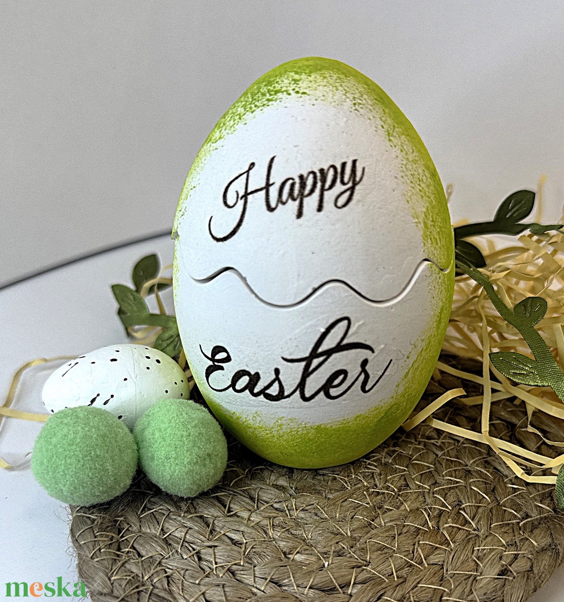 CandlAir Happy Easter Green kerámiatégelyes szójaviasz illatgyertya - otthon & életmód - gyertya, illat, aroma - gyertya - Meska.hu