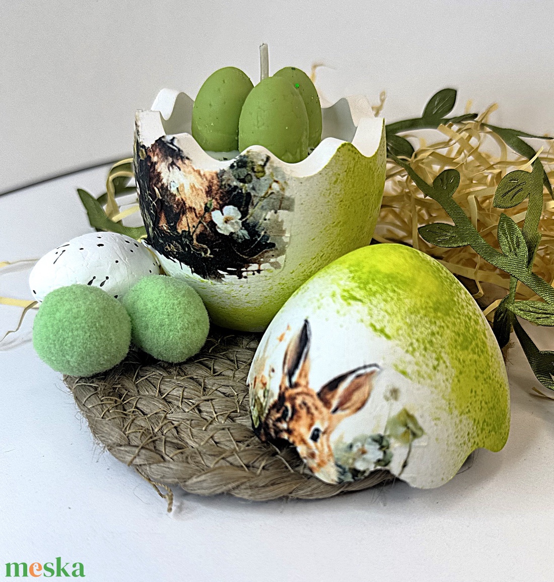 CandlAir Happy Easter Green kerámiatégelyes szójaviasz illatgyertya - otthon & életmód - gyertya, illat, aroma - gyertya - Meska.hu