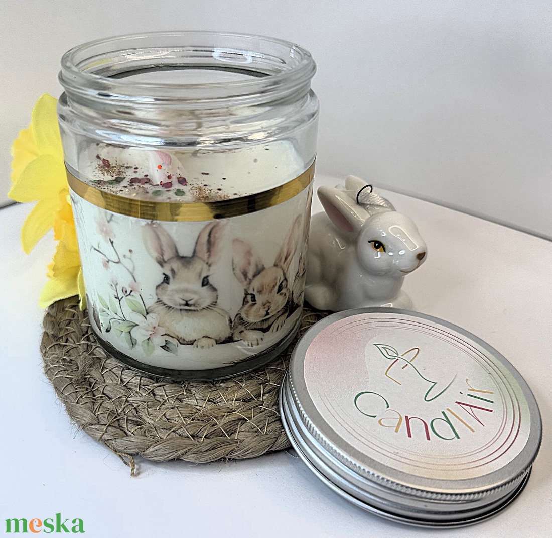 CandlAir Happy Easter üvegtégelyes szójaviasz illatgyertya - otthon & életmód - gyertya, illat, aroma - gyertya - Meska.hu