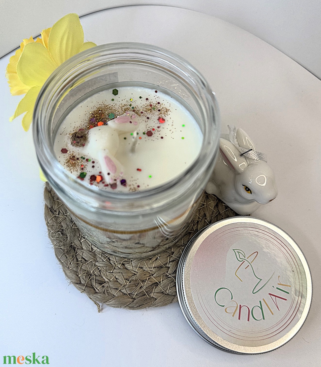CandlAir Happy Easter üvegtégelyes szójaviasz illatgyertya - otthon & életmód - gyertya, illat, aroma - gyertya - Meska.hu