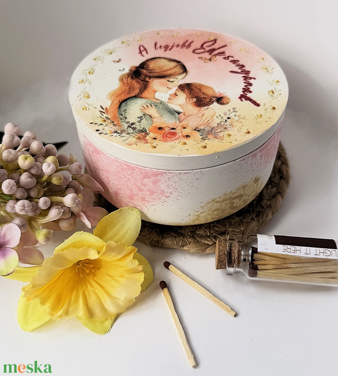 CandlAir A legjobb Édesanyának kerámiatégelyes szójaviasz illatgyertya - otthon & életmód - gyertya, illat, aroma - gyertya - Meska.hu