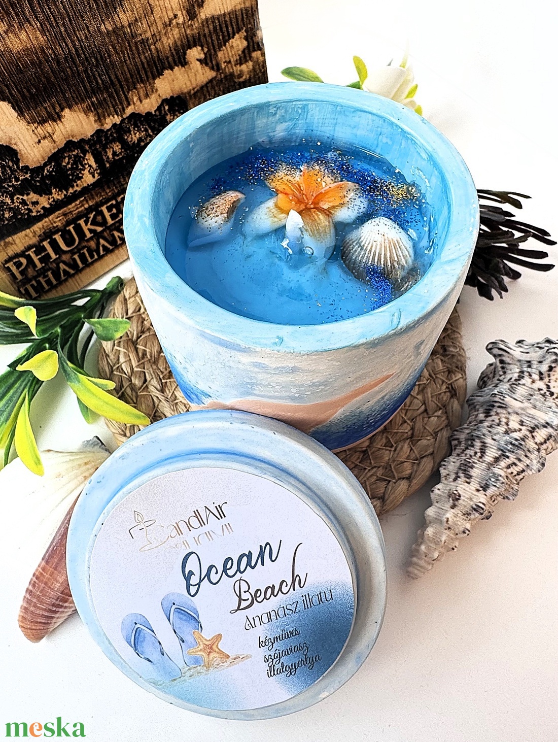 CandlAir Ocean Beach szójaviasz illatgyertya M-es méret - otthon & életmód - gyertya, illat, aroma - gyertya - Meska.hu