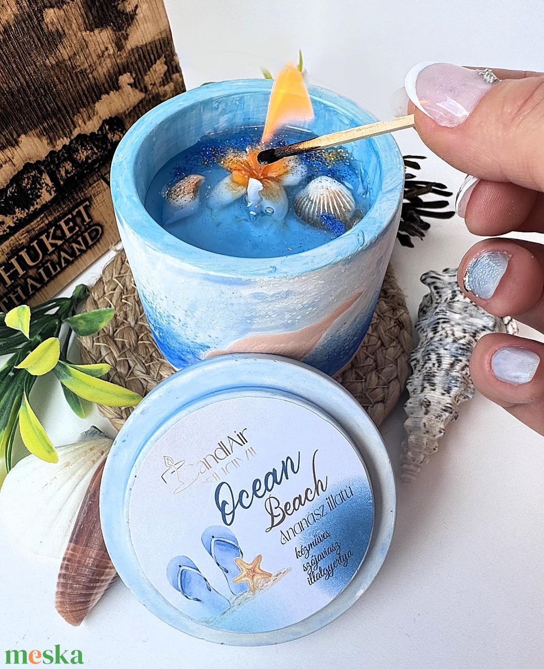 CandlAir Ocean Beach szójaviasz illatgyertya M-es méret - otthon & életmód - gyertya, illat, aroma - gyertya - Meska.hu