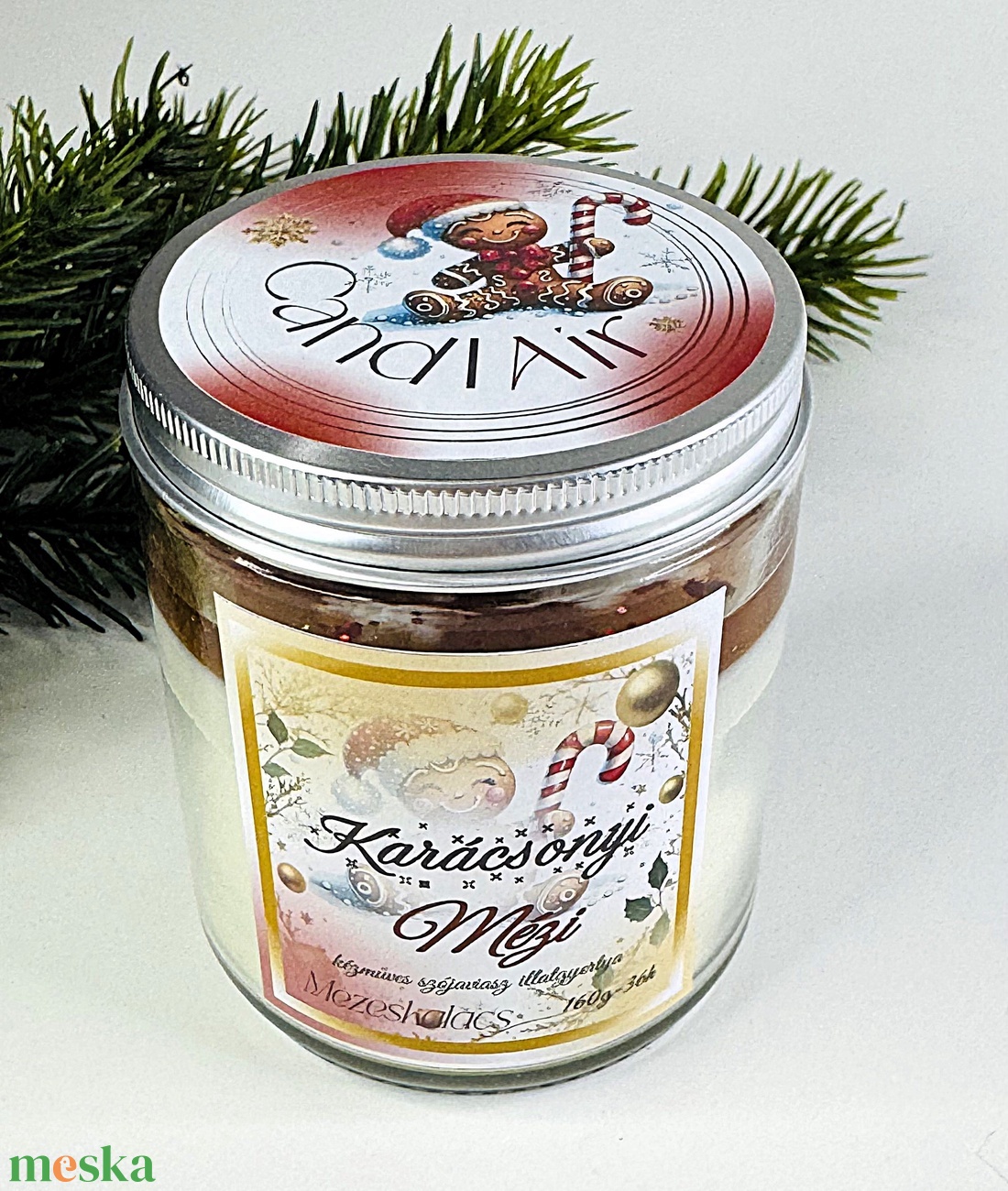 CandlAir Karácsonyi Mézi üvegtégelyes szójaviasz illatgyertya - otthon & életmód - gyertya, illat, aroma - gyertya - Meska.hu