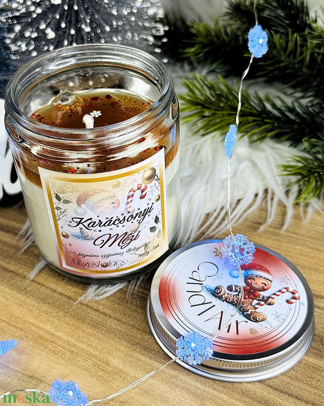 CandlAir Karácsonyi Mézi üvegtégelyes szójaviasz illatgyertya - otthon & életmód - gyertya, illat, aroma - gyertya - Meska.hu